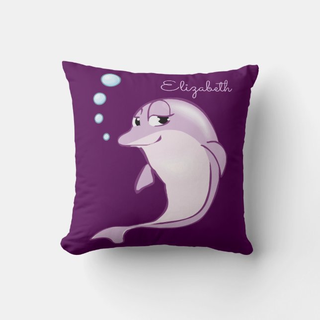 Söt personlig lila delfin kudde (Framsida)