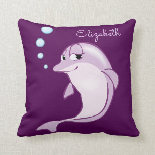 Söt personlig lila delfin kudde