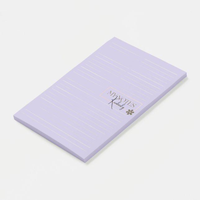 Söt Personlig Linjerad Enkel Modern Lavendel Post-it Block (Vinklad)