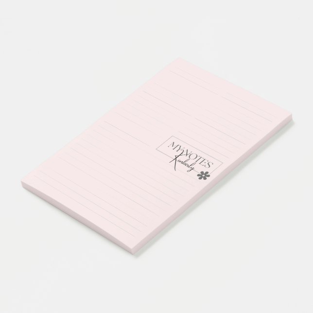 Söt Personlig Linjerad Enkel Modern Rosa Post-it Block (Vinklad)