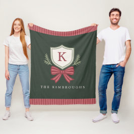 Söt personlig monogram randig rosett jul fleecefilt