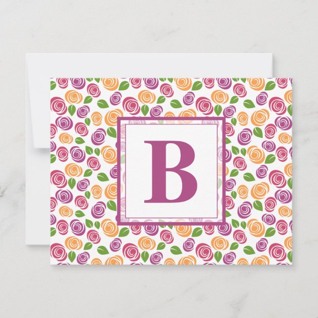 Söt personlig monogramnamn initial lila anteckningskort (Framsida)