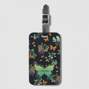 Söt Personlig Mörk Blommigt Butterfly Mönster Bagagebricka