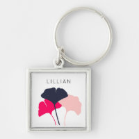 Söt Personlig Navy Blue & Rosa Ginkgo Löv