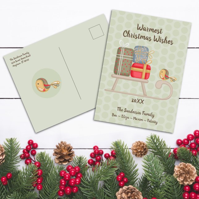 Söt Personlig Nordiska julgranen Helg Vykort (Sweet Personalized Nordic Christmas Sled Postcard
)