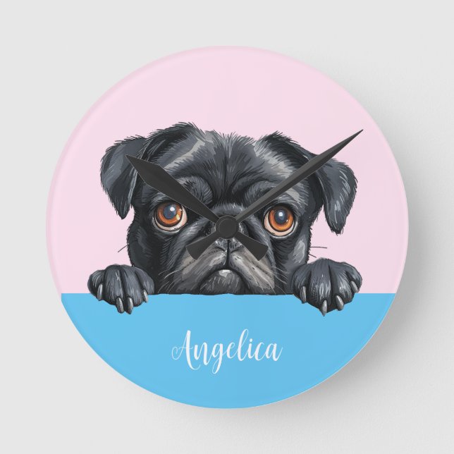 Söt Personlig Puggle Bild Barnkammar Dekoration Rund Klocka (Framsida)