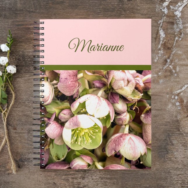 Söt Personlig Rosa och Olive Hellebore Anteckningsbok (Skapare uppladdad)