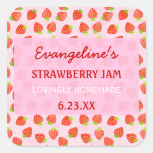 Söt Personlig Strawberry Sylt Burk Fyrkantigt Klistermärke
