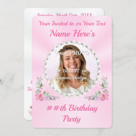 Söt PHOTO Birthday Inbjudningskort till henne