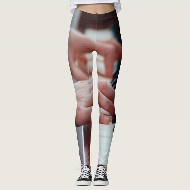 Söt Piano Design Leggings (Framsida)