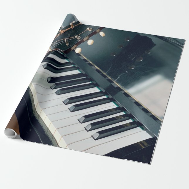 Söt Piano Design Presentpapper (Utrullad)