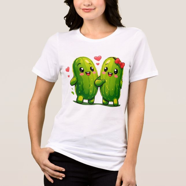 Söt Pickle-par T-shirt för roliga Kawaii Pickles (Framsida)