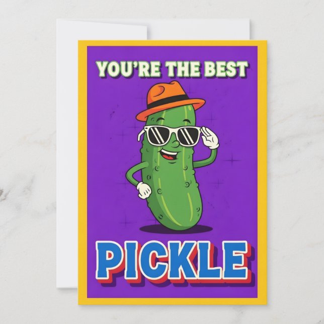 Söt Pickle Puns Du Är Den Bästa Pickle Rolig Teckn Tack Kort (Framsida)
