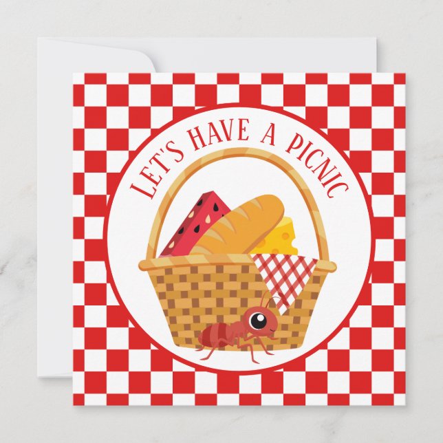 Söt picknic party inbjudningar (Framsida)