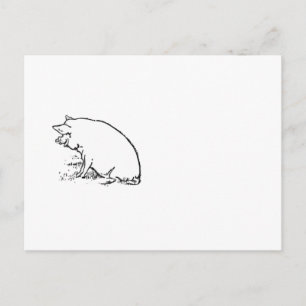 Söt Pig Pig Pig Cartoon, Bondgårdsdjur Bläckskiss Vykort