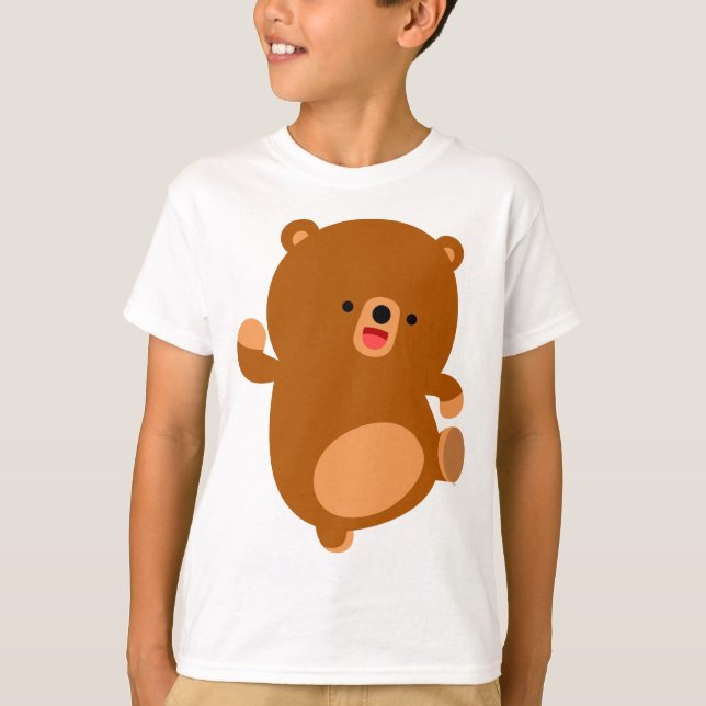 Söt Pigg Serieteckning Björn Barn T-Shirt (Framsida)