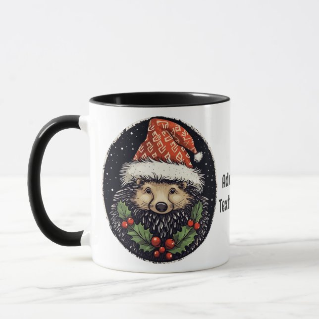 Söt Piggsvin Santa Rolig Julstämning Mugg (Vänster)