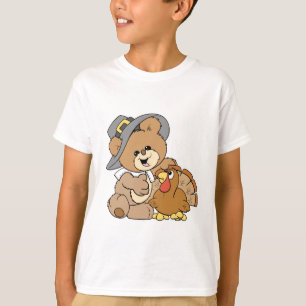 Söt pilgrim-nalle med kalkon t shirt