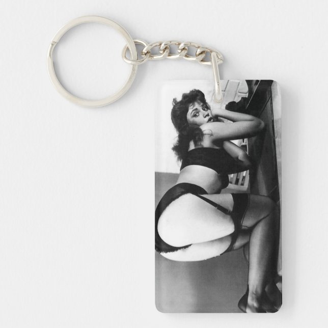 Söt Pin Up Girl Photo Keychain (Framsidan)