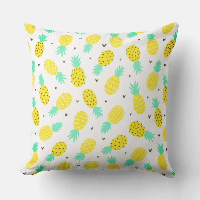 Söt Pineapple Mönster Tropical Patio Pillow Kudde (Framsida)