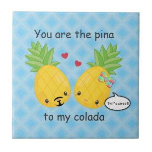 Söt Pineapple Tropical Pina Colada Romantic Kakelplatta