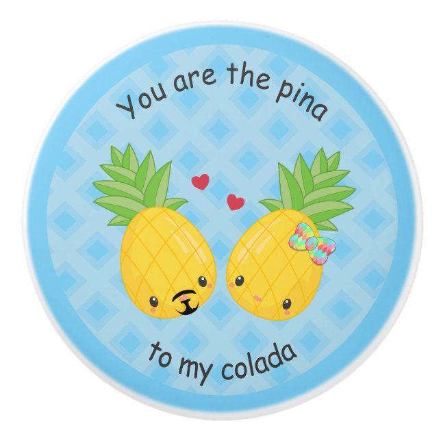 Söt Pineapple Tropical Pina Colada Romantic Knopp (Framsidan)