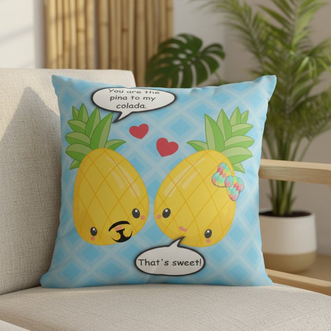 Söt Pineapple Tropical Pina Colada Romantic Kudde (Skapare uppladdad)
