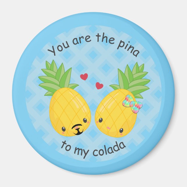 Söt Pineapple Tropical Pina Colada Romantic Magnet (Framsidan)