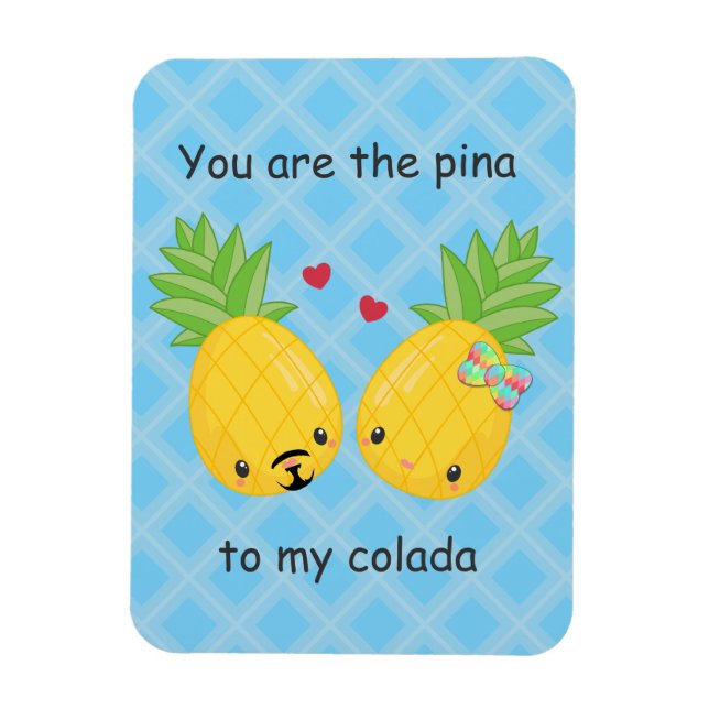 Söt Pineapple Tropical Pina Colada Romantic Magnet (Vertikal)