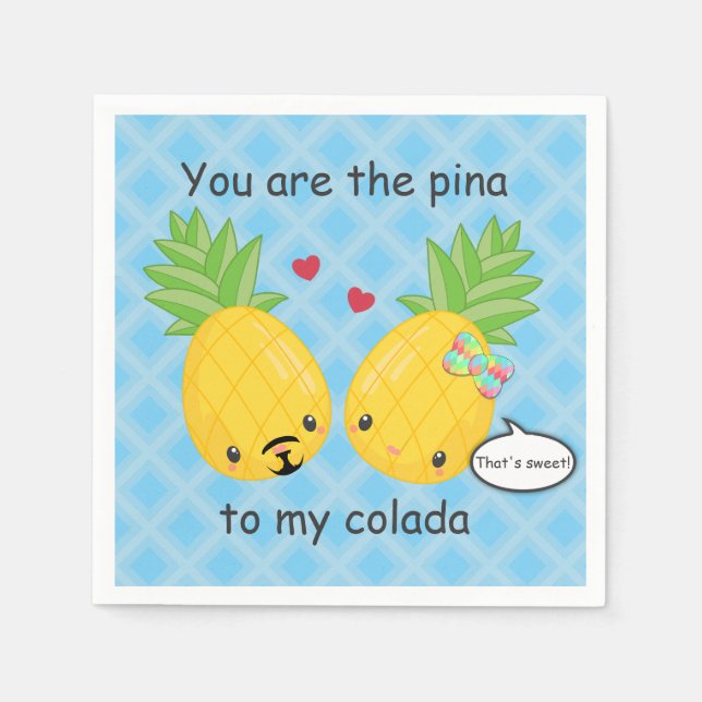 Söt Pineapple Tropical Pina Colada Romantic Pappersservett (Framsidan)