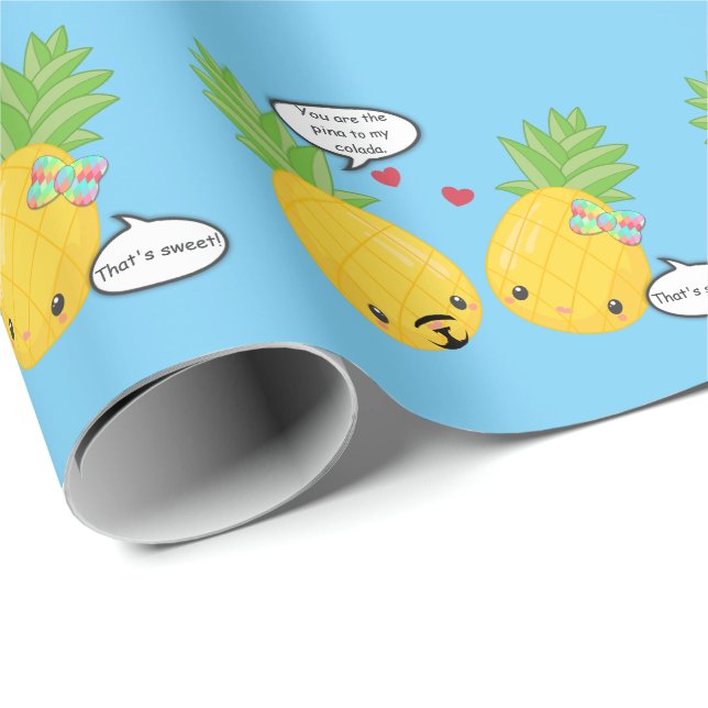 Söt Pineapple Tropical Pina Colada Romantic Presentpapper (Rullad Hörn)