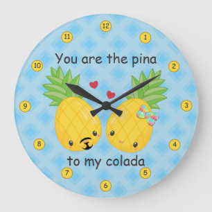 Söt Pineapple Tropical Pina Colada Romantic Stor Klocka