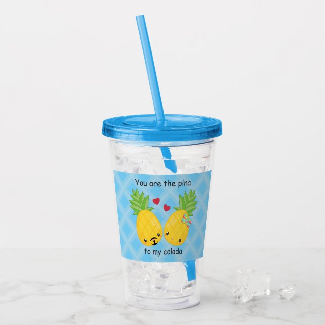 Söt Pineapple Tropical Pina Colada Romantic Take Away Mugg (Framsida Ice)