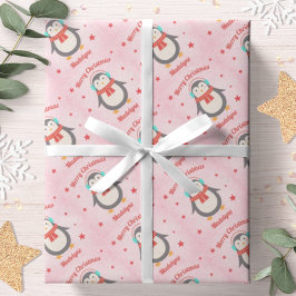 Söt pingstjulen jul rosa snö Personlig Presentpapper