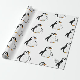 Söt Pinguin Mysig Whimsical Mönsterpresent Presentpapper