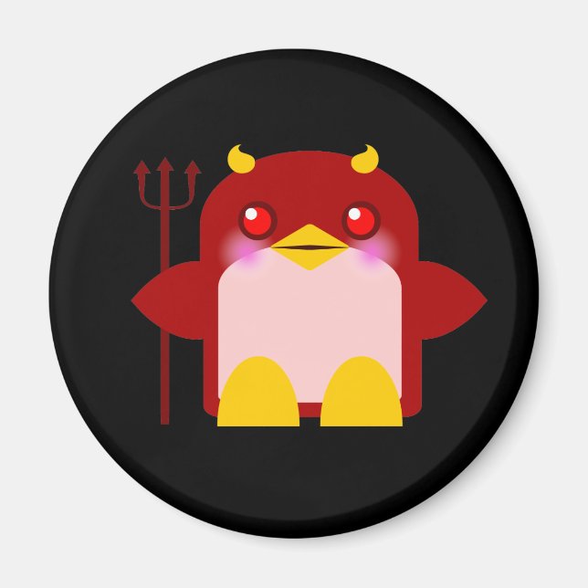 Söt Pingvin Djävul Halloween Magnet (Framsidan)