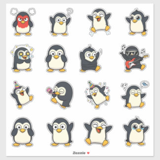 Söt pingvin-emoji-klistermärkespack klistermärken
