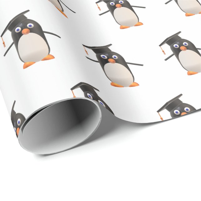 Söt pingvin-examenspresent förpackningspapper presentpapper (Rullad Hörn)