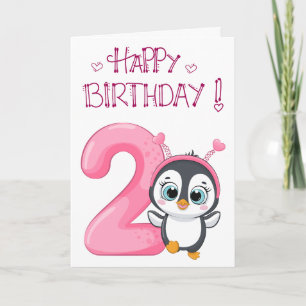 Söt pingvin glad 2-årsdag kort