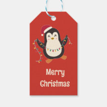 Söt pingvin God Jul presentetikett