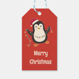Söt pingvin God Jul presentetikett