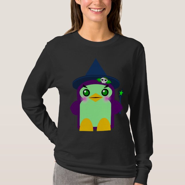 Söt Pingvin Häxa T Shirt (Framsida)