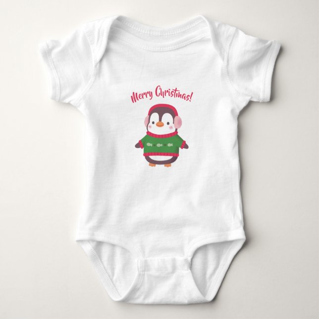 Söt pingvin i tröja God jul baby (Framsida)
