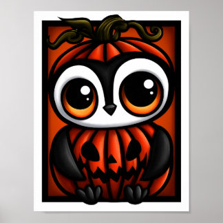 Söt pingvin Jack-o'-Lantern Halloween-kostym Poster