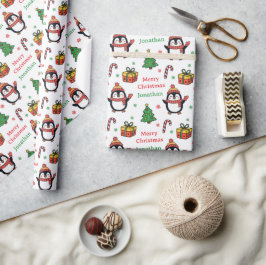 Söt pingvin julgran högtider presentpapper