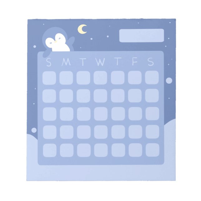Söt Pingvin Kalender Memo Pad Anteckningsblock (Framsida)
