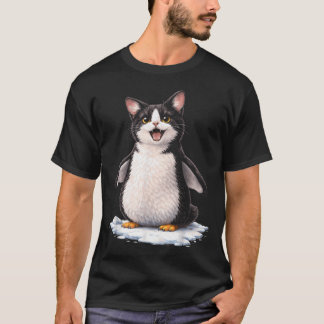 Söt pingvin katt hybrid rolig djur t shirt