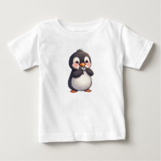 Söt pingvin med fisk t shirt