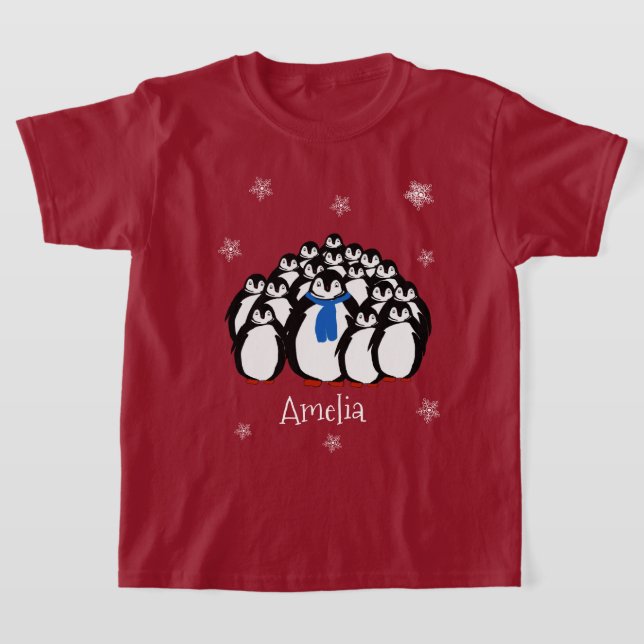 Söt Pingvin Personlig T Shirt (Laydown)