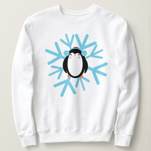 Söt pingvin snöflinga jul vinter t shirt (Design framsida)
